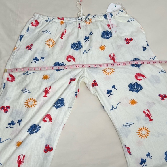 Angel Kiss Linen Beach Pants Tropical Print Summer Multicolor Size XL With Pocke - Picture 7 of 10